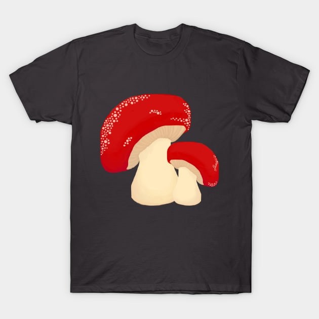 Cute Mushrooms with Red Caps T-Shirt by Punderstandable